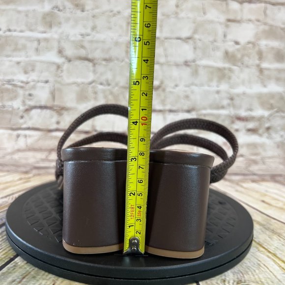 Journee Collection Braided Brown Strap Open Toe Slip On Block High Heels Size 10 - Picture 3 of 9